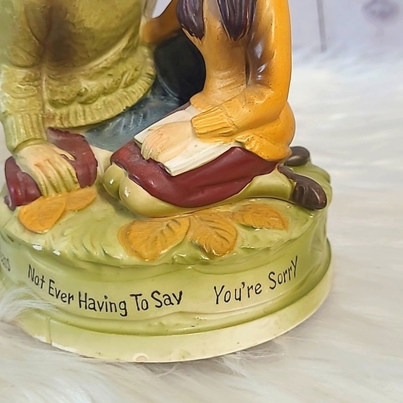 Vintage 70s Ceramic Couple Wind Up Music Playing Shelf Decor Japanese MCM 6.5" - Picture 14 of 17